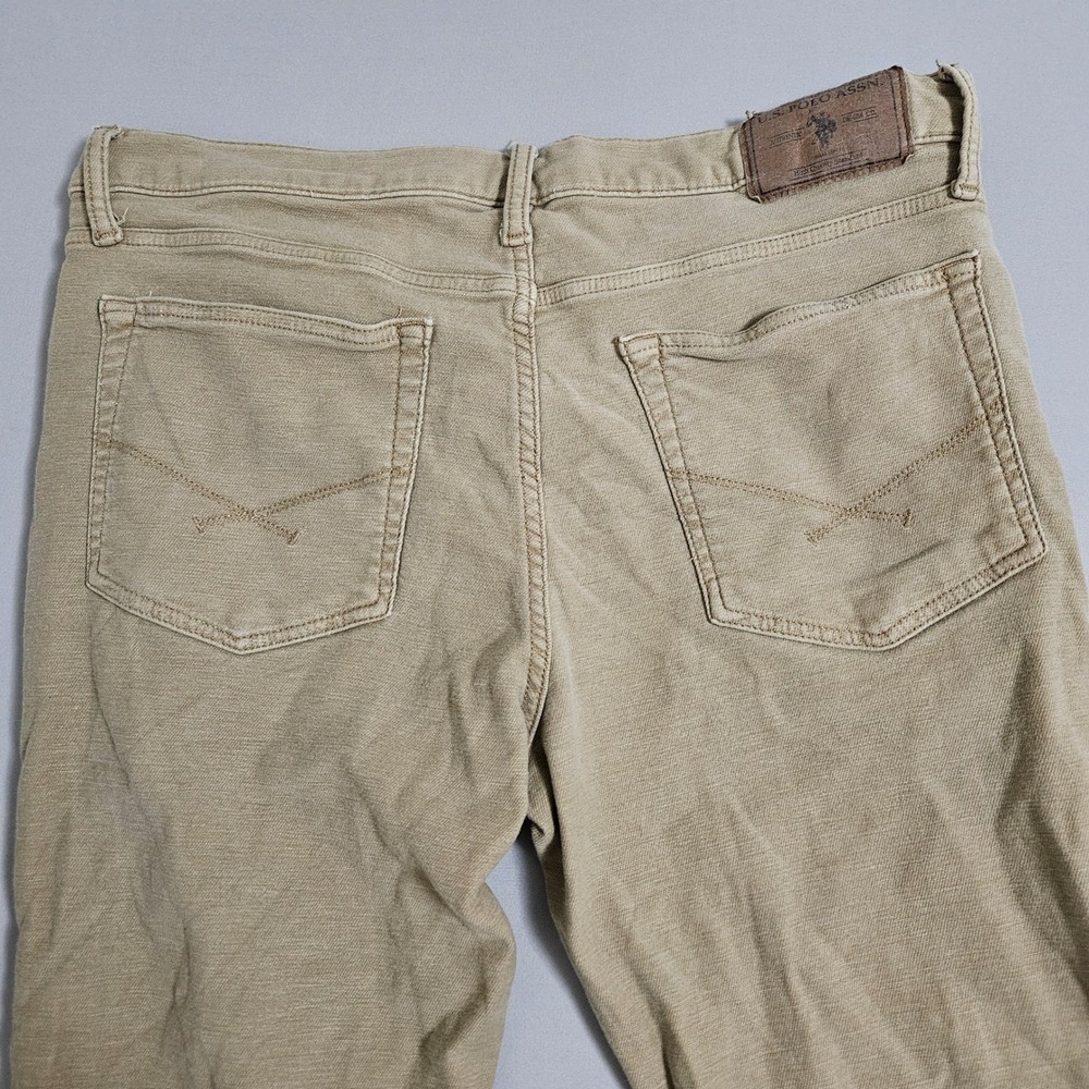U.S. Polo Assn Tan Slim Straight Jeans W34 L32 Neutral Clean Preppy Core Classic - Picture 3 of 11